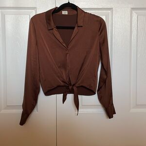 Wilfred tie front blouse - COGNAC